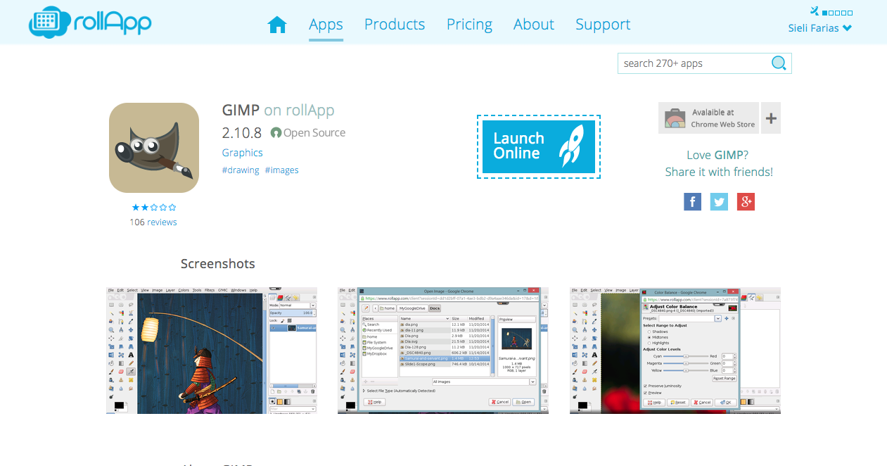 GIMP navegador