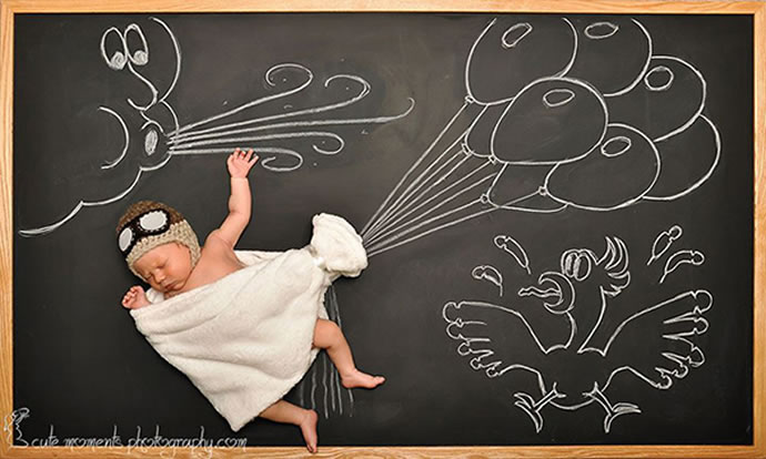 fotos criativas de bebe lousa