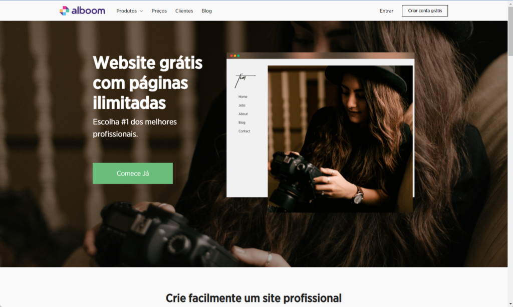 criação de site grátis profissional para fotógrafos